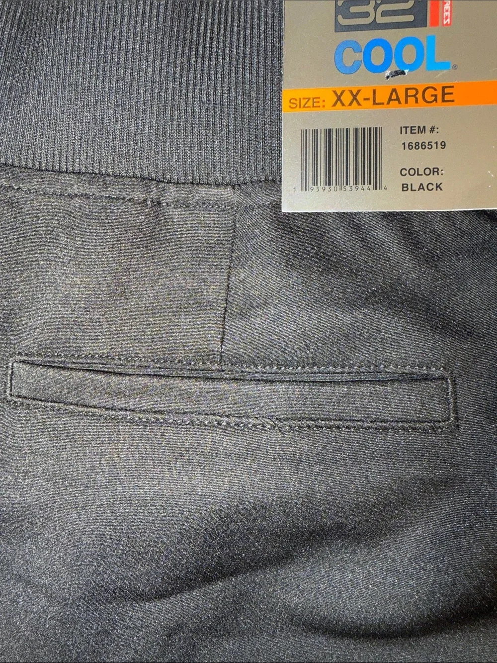 NWT 32 Degrees Cool Black Stretch Pull-On Pants Pockets XXL